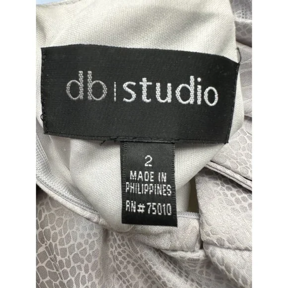 DB Studio White Stretch‎ Light Gray Dress Size 2 - Picture 10 of 11